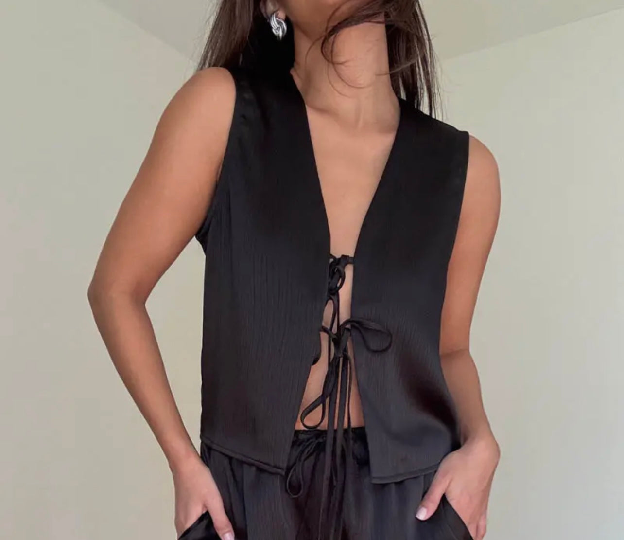Sasha Satin Tie Top